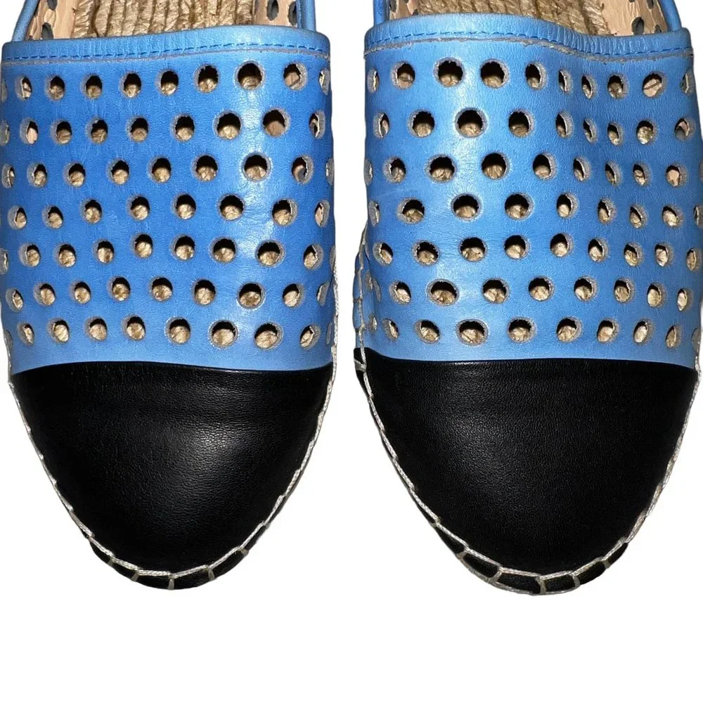 Loeffler Randall Light Blue & Dark Blue Perforated Espadrilles Size 8.5-9